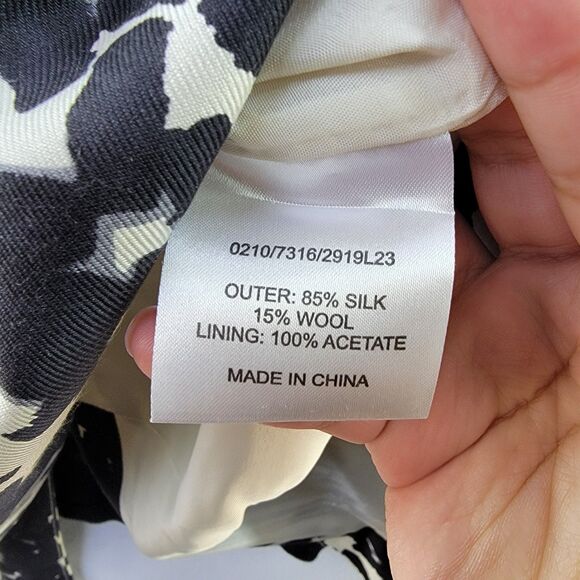 HOBBS Silk & Wool Blend Monochrome Print Pencil Skirt w POCKETS US 8 or UK 12 - Picture 4 of 6